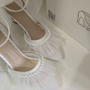 کفش عروس مدل تور و مروارید
