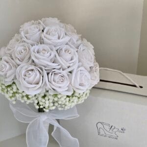 دسته گل عروس رز و ژیپسوفلیا 30 شاخه