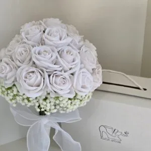 دسته گل عروس رز و ژیپسوفلیا 30 شاخه